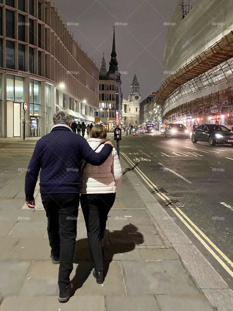 Walking couple on the street