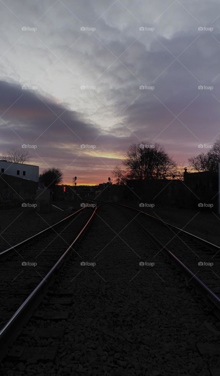 Sunset on the railway 