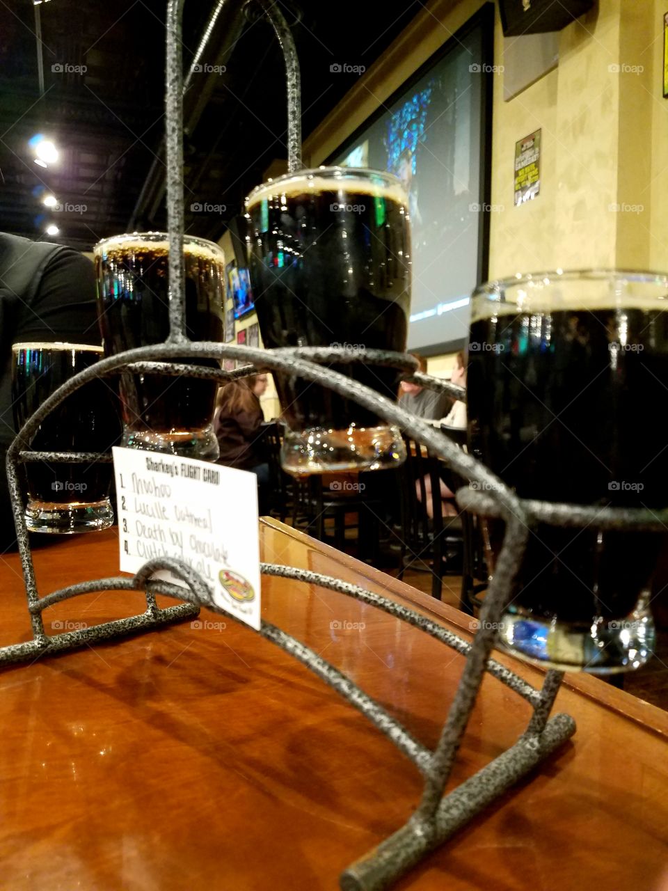 taste testing a flight of porters and stouts