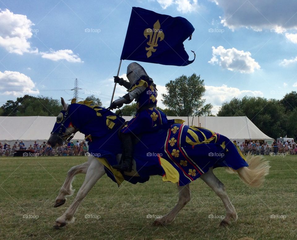 Medieval knight in Chertsey. Medieval knight spotted in Chertsey, Surrey, England (Chertsey Agricultural Show).