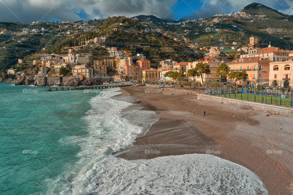 Panoramic view of the Amalfi coast, Italy
