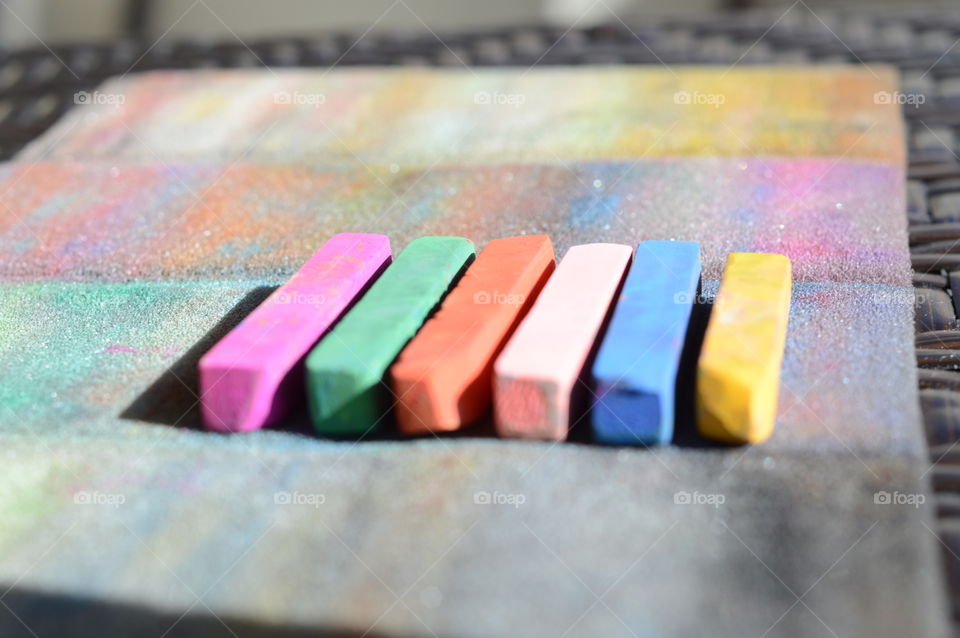 Multi-colored pastels in sunlight