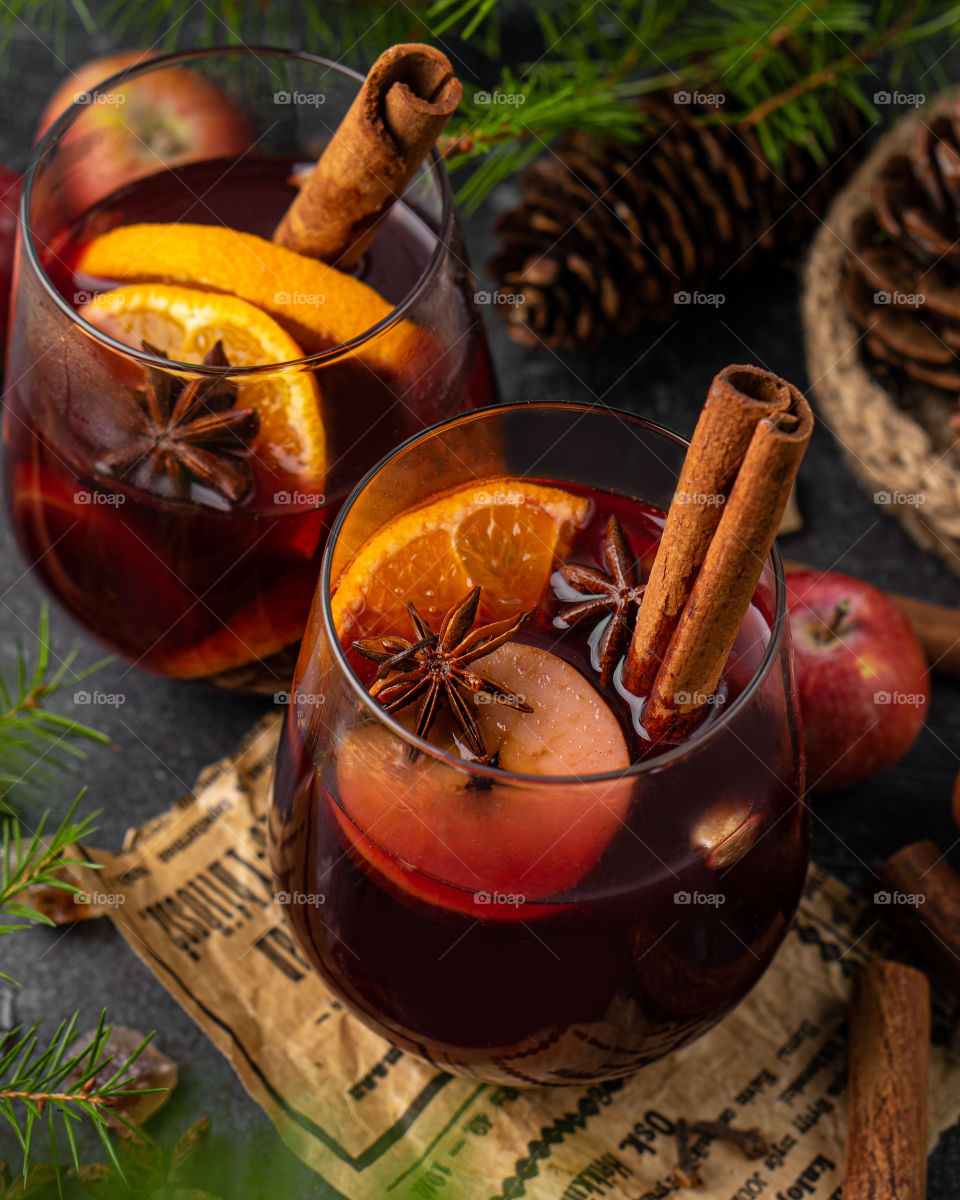 two glasses of mulled wine
