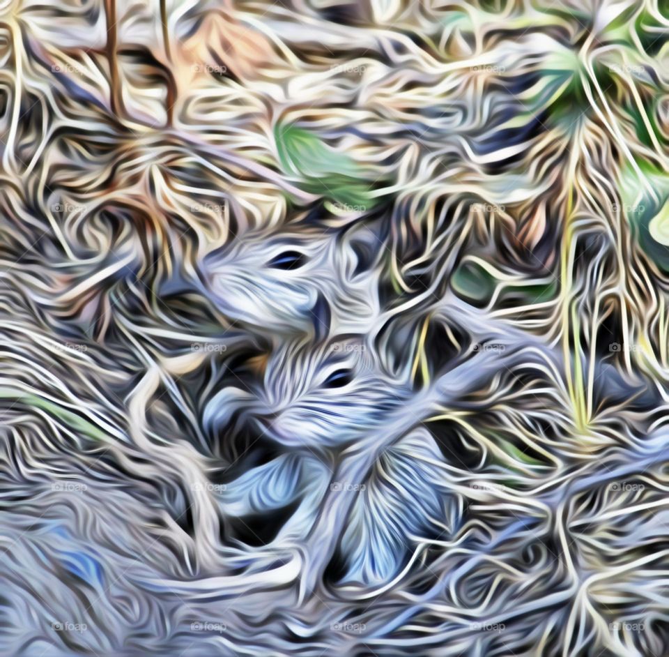 digital painting of two groundhogs peeking from their hole made from a digital app on a Android phone