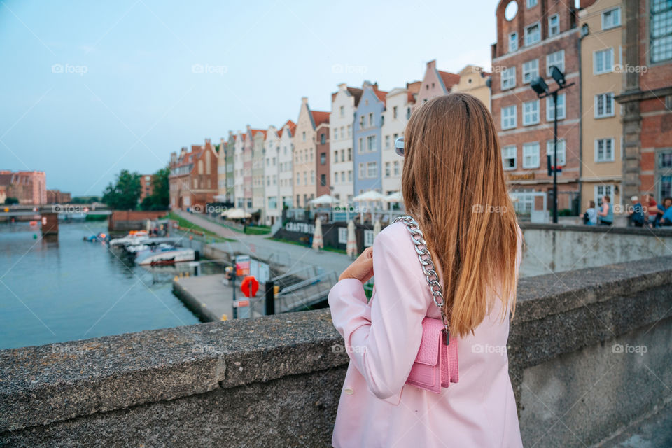 Pink color and the colorful city.