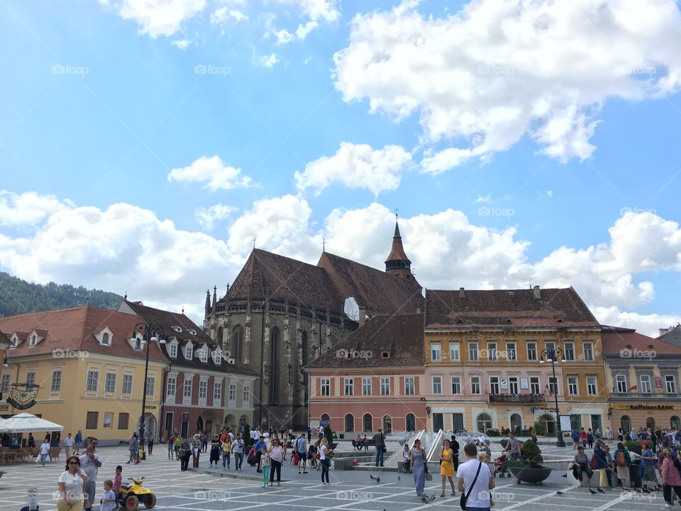 View from the Council square of the Black church, Brasov,Romania 