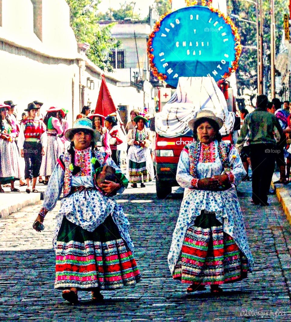 A small parade in Arequipa, Peru