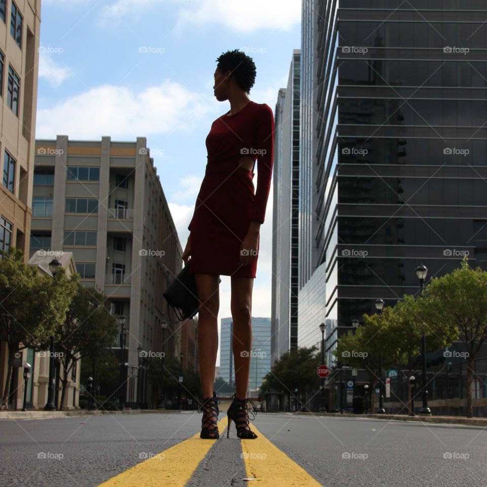 Statuesque Lady In Red