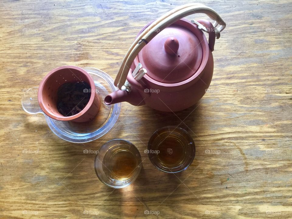 1 Puerh tea in a terracotta pot.