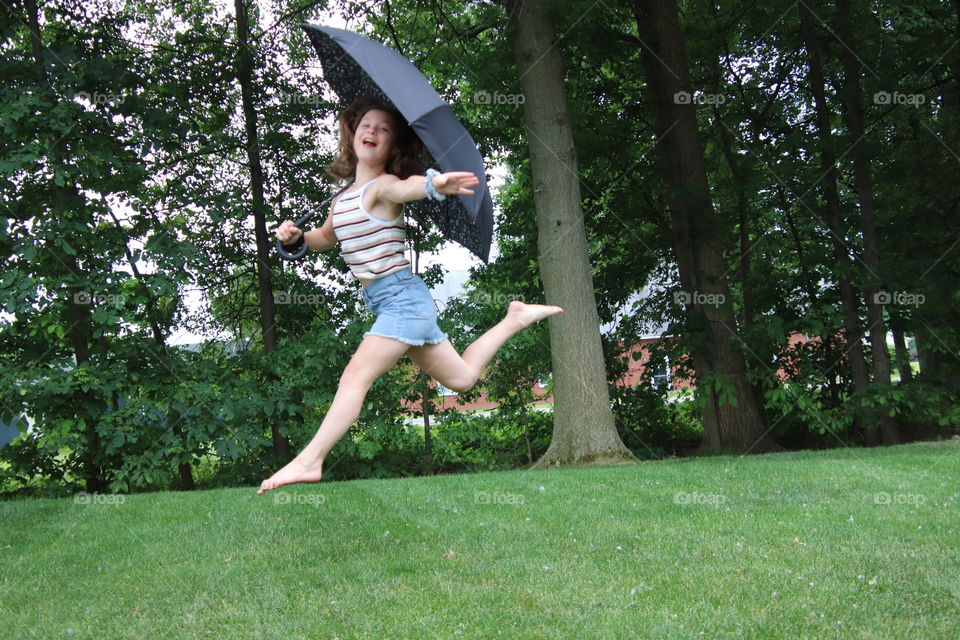 Girl with Totes umbrella