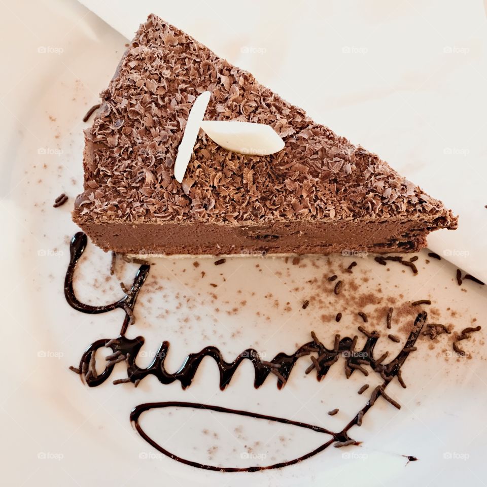 Chocolate mousse cake for dessert