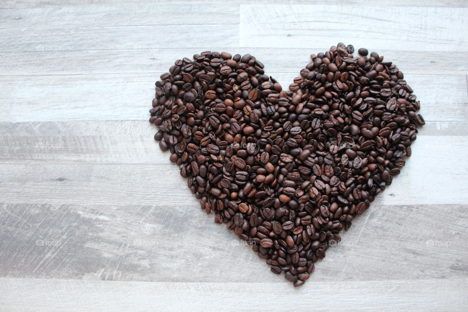 Heart of coffee beans.