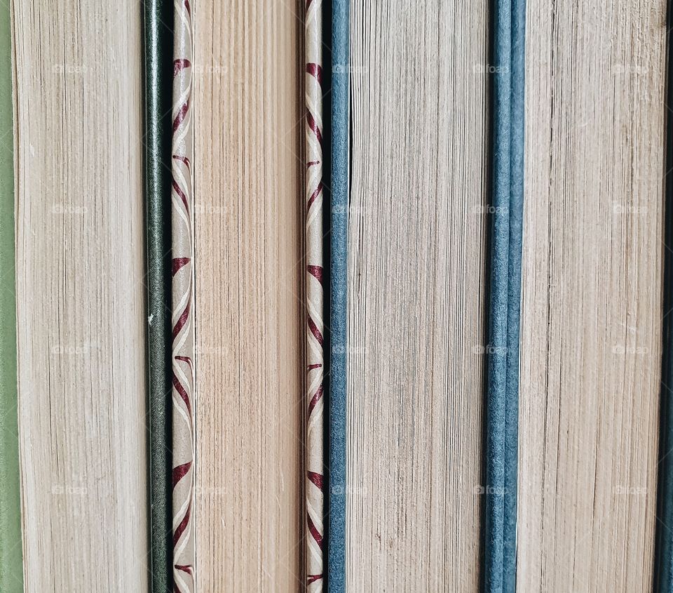 Detail of four anonymous books with their pages