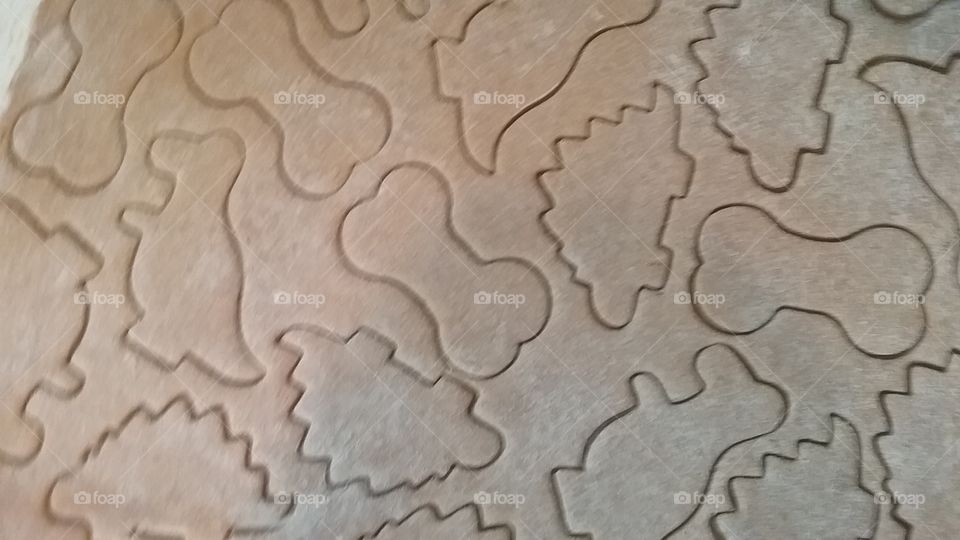 Dinosaur shaped cookie dough cut-outs