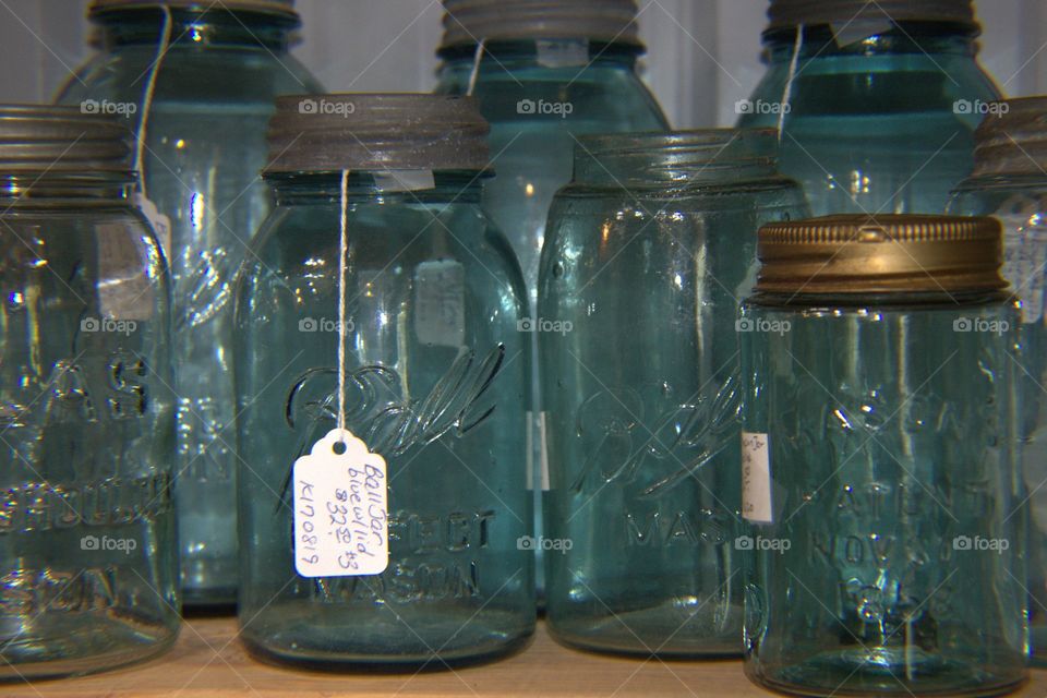 Vintage Aqua Blue Mason Ball Jars