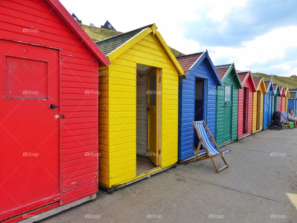 Colorful beach huts