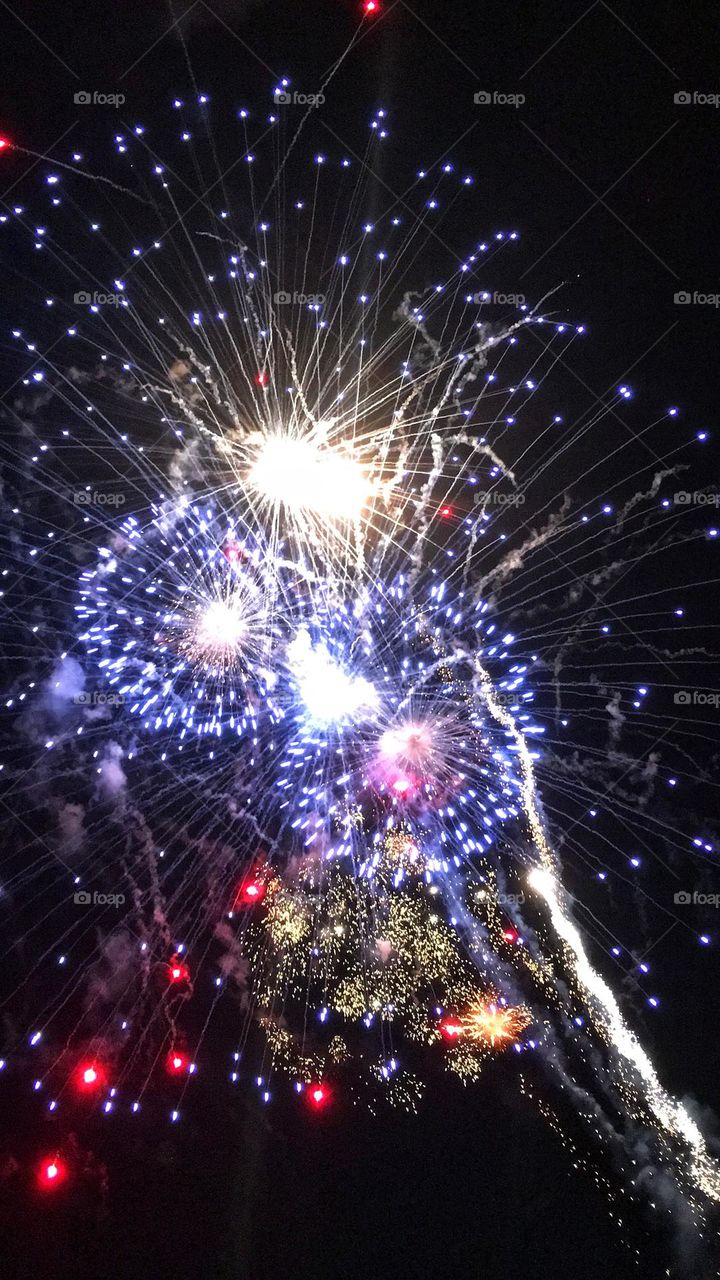 Fireworks of August on the lake 