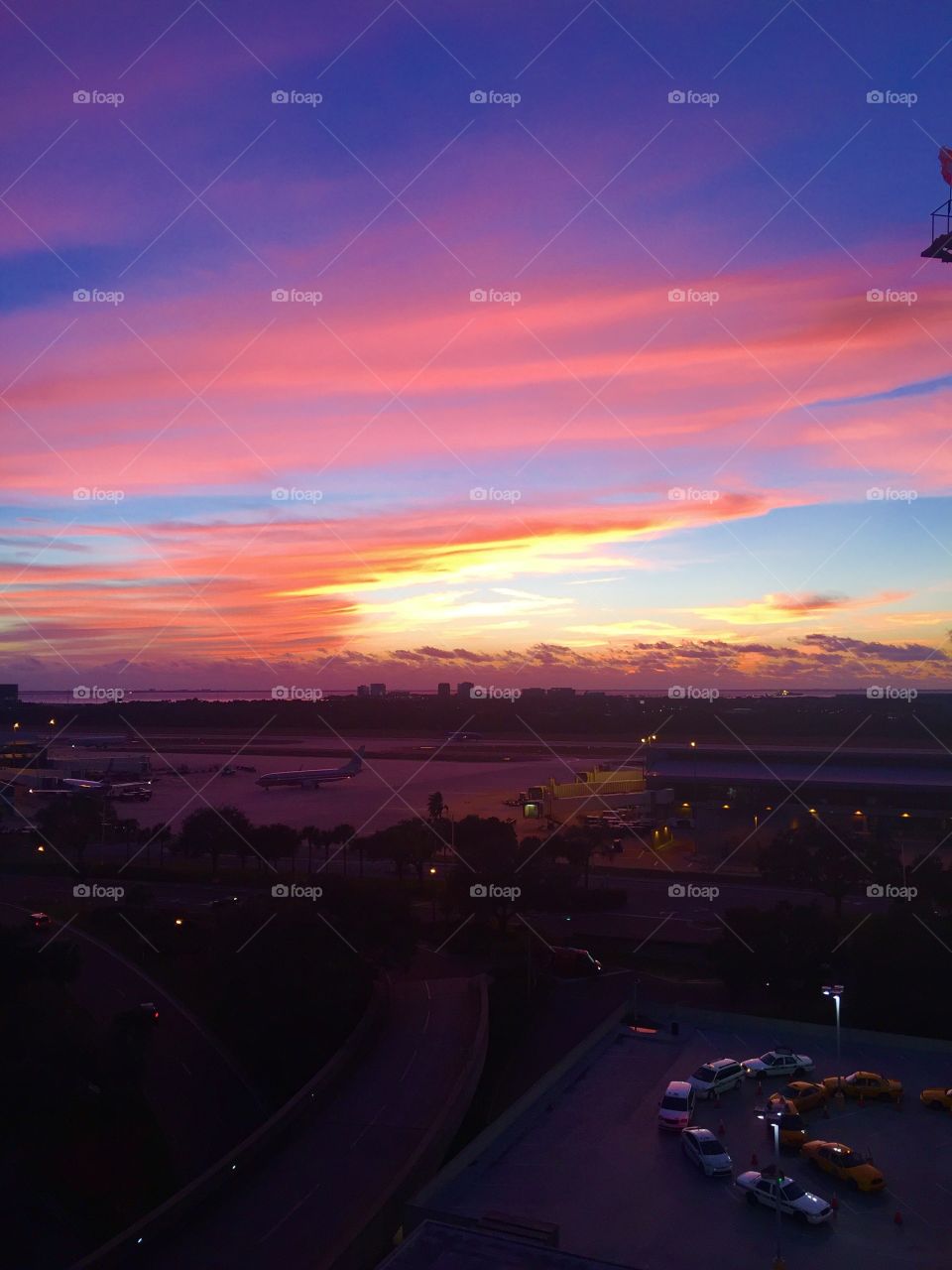 Sunset over Tampa International Airport 