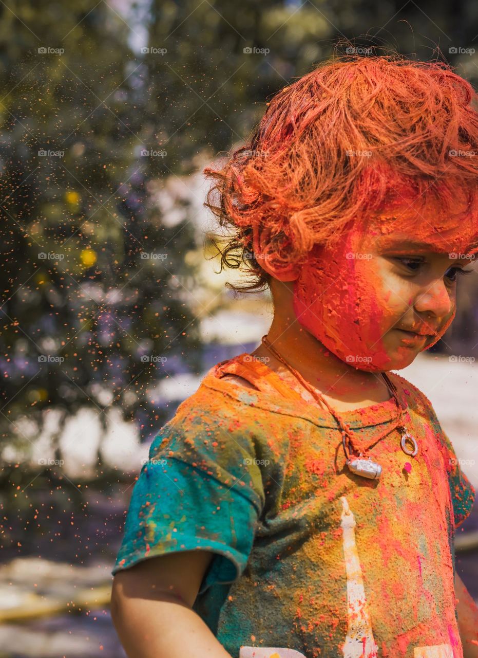 beautiful colourful side Portrait