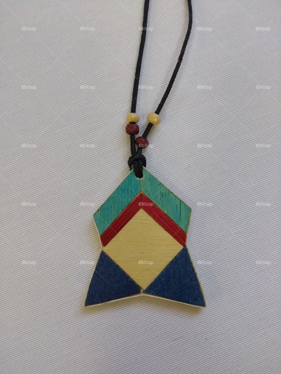 Handmade wooden marquetry necklace
