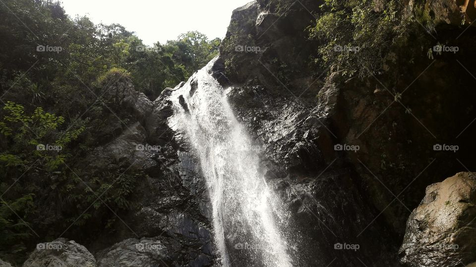 Waterfall from below
