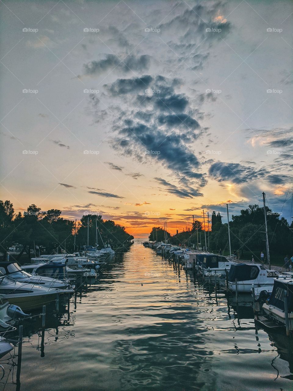 Wonderful sunset on the Adriatic Sea in Slovenia.