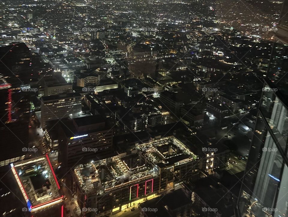 The city at night from above. 