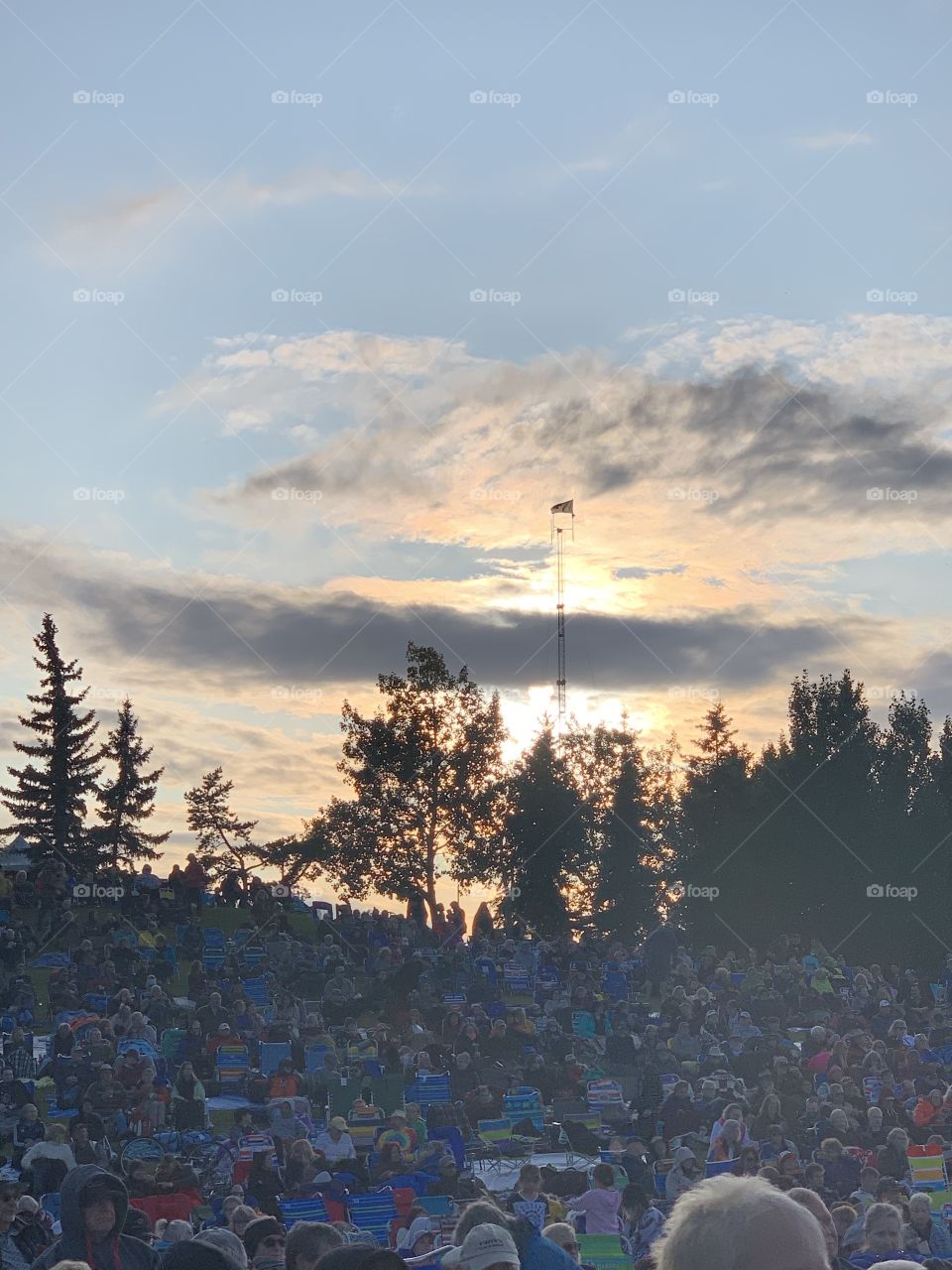 Crowd at an outdoor music festival 