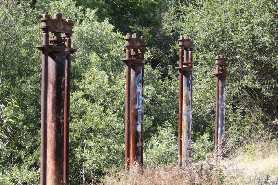 rusted statues