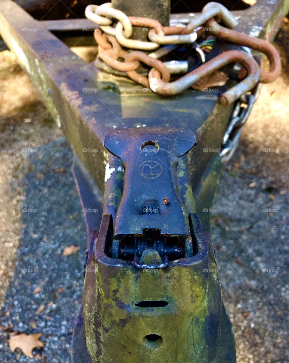 Closeup of utility trailer hitch