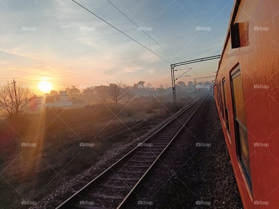 Railway station sunset