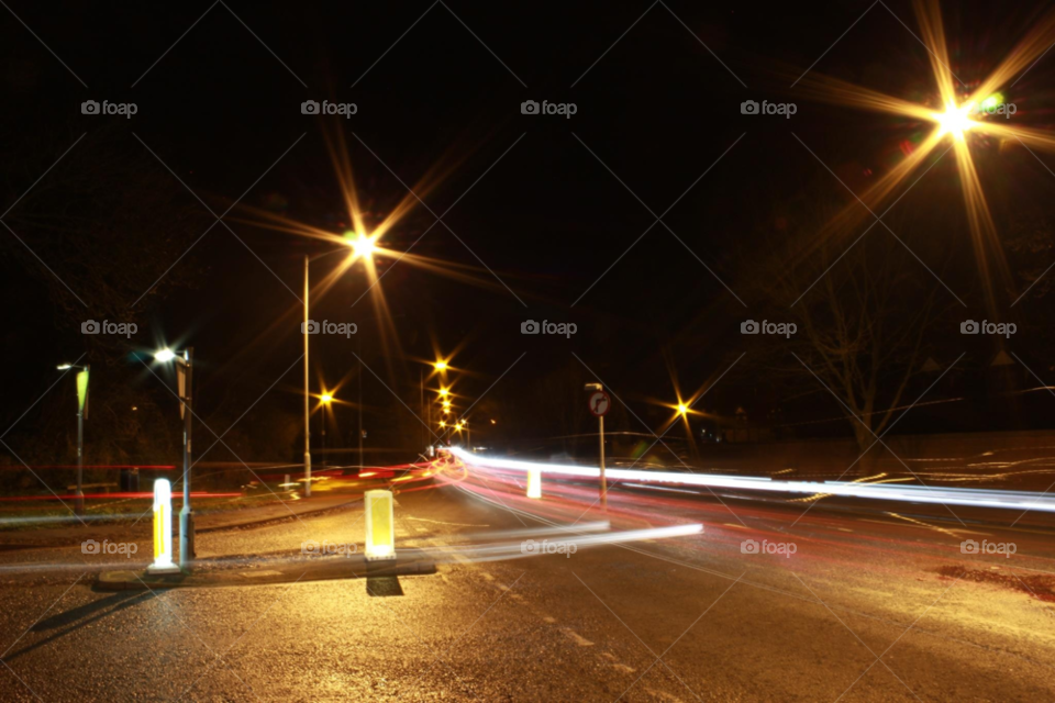 cars lights signs long exposure by metallicactuar
