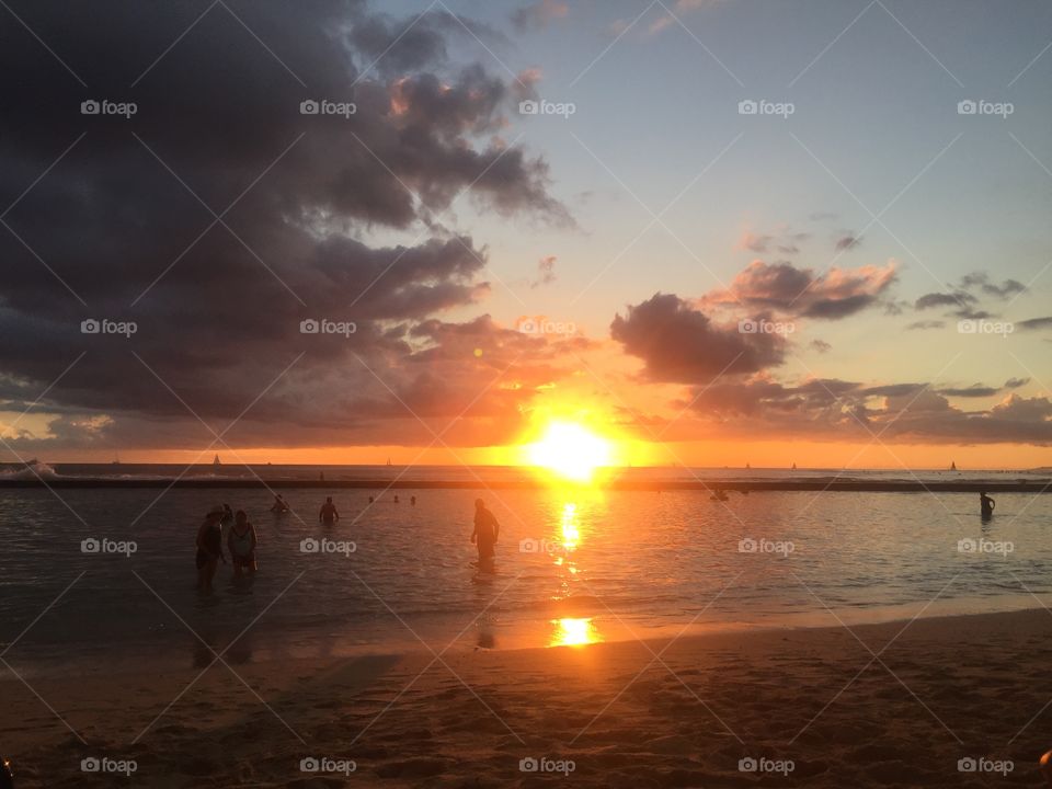 Beautiful sunset in Hawaii 