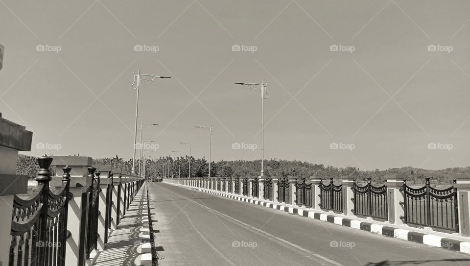 Bridge with light poles