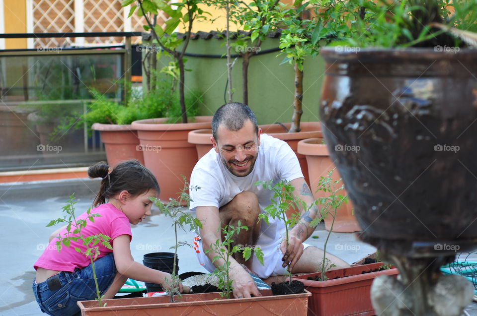 Gardening in summer