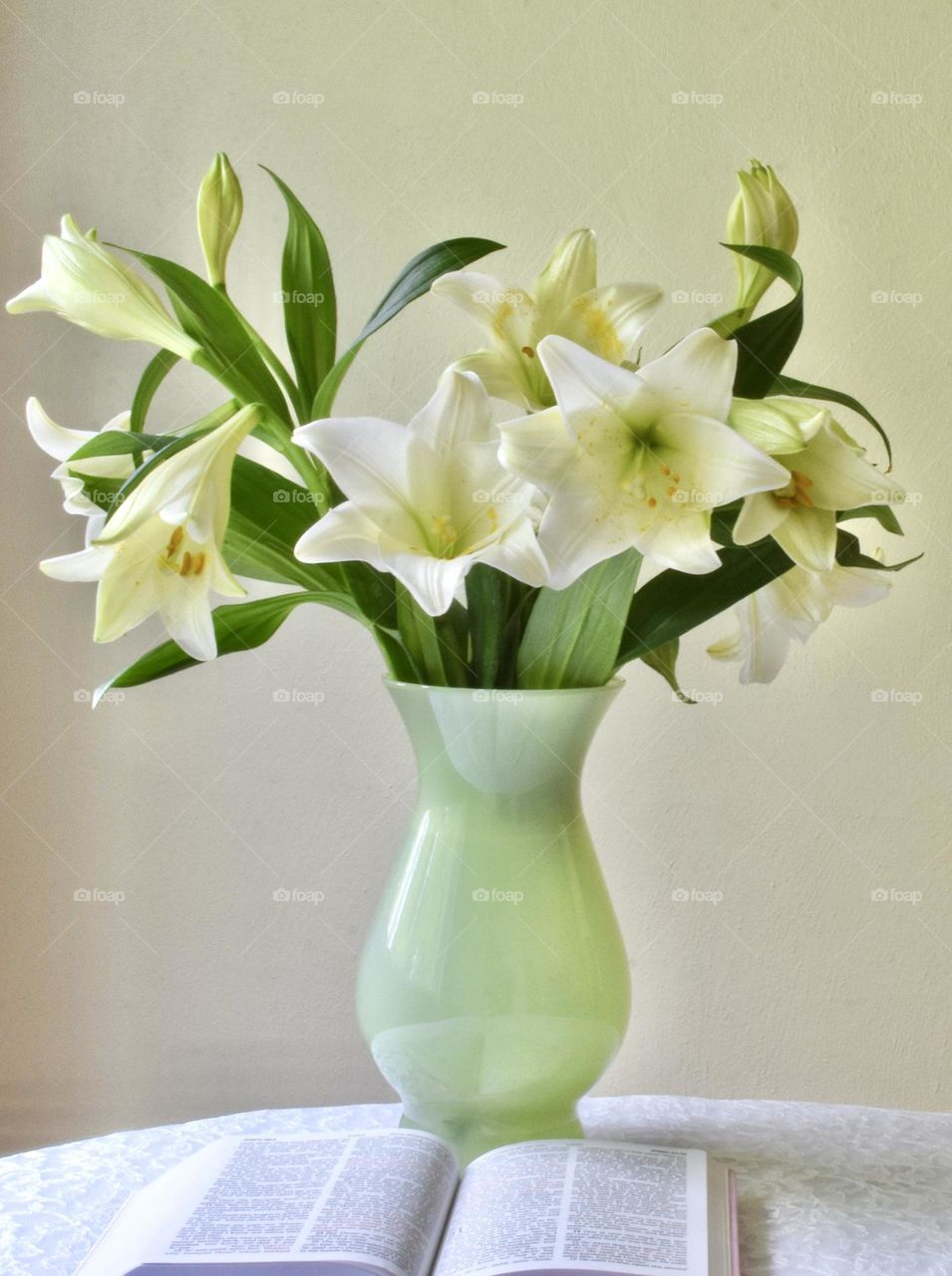 Water Lilies in a green vase