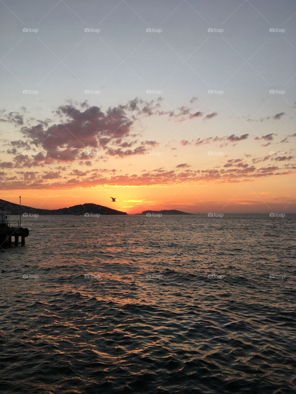 Sunset of island