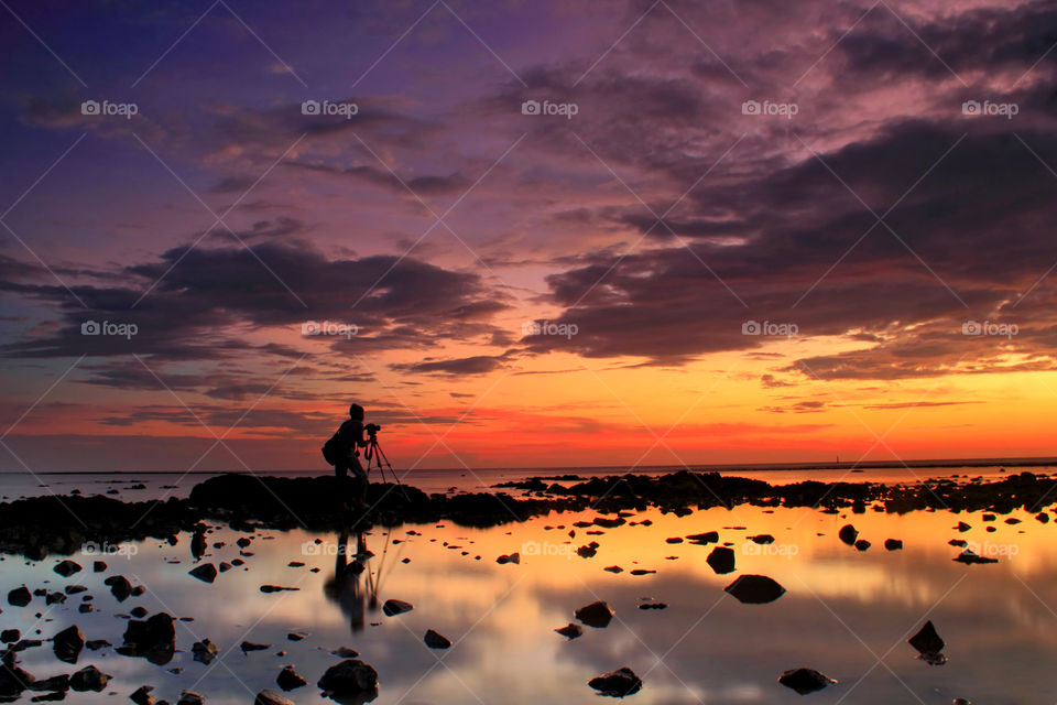 Hunting sunset at Tanjung Dewa Beach, South Kalimantan, Indonesia.