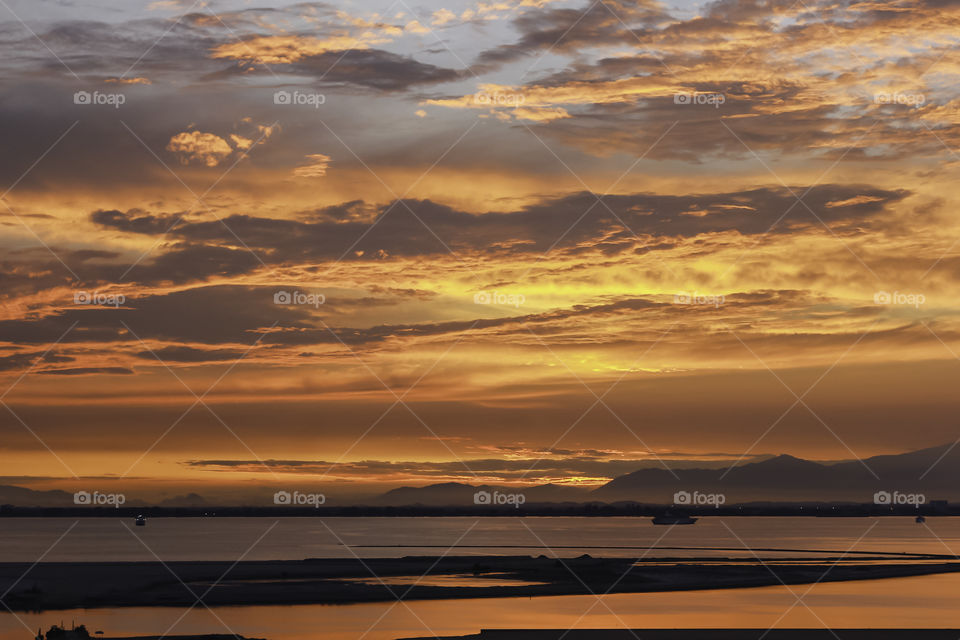 Dawn of a new day over Penang Island Malaysia.