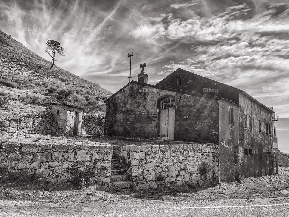 An abandoned stone cottage in rural Portugal 