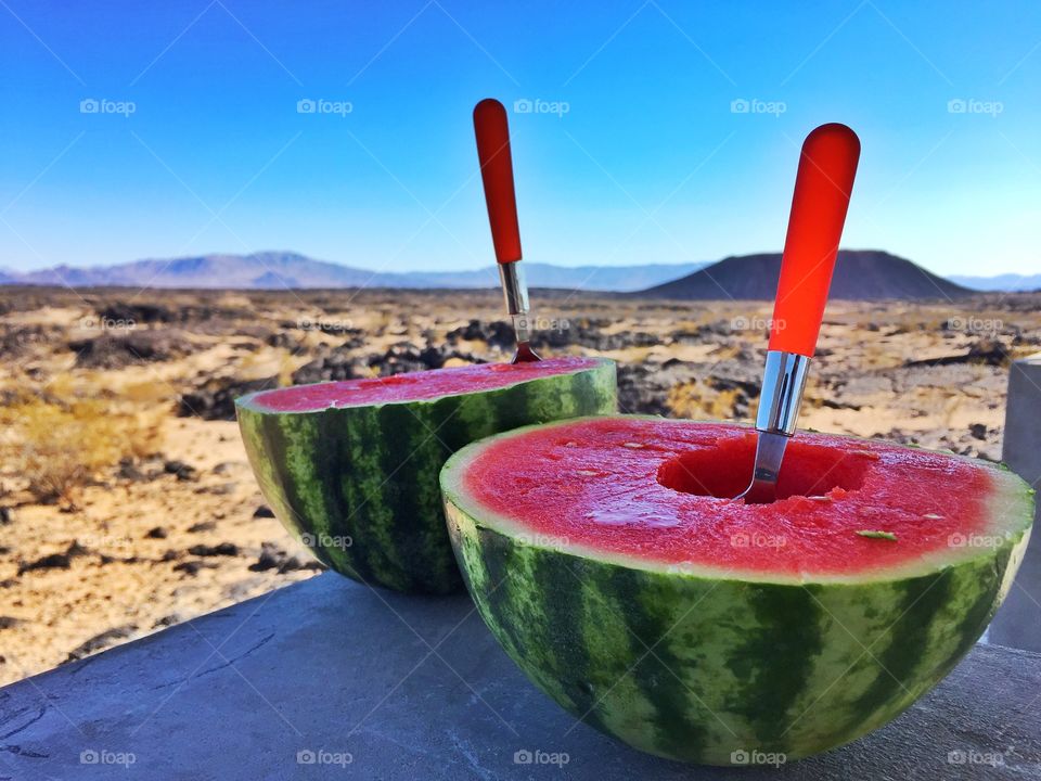 Close-up of watermelon with spoon