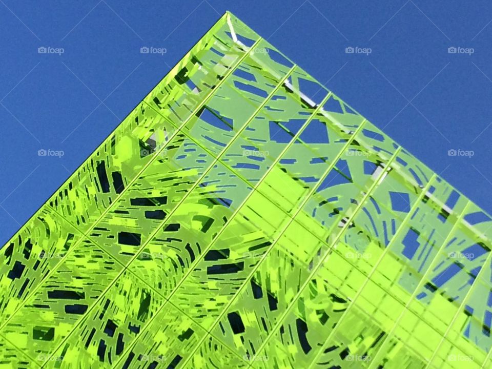 Abstract Lime Green Building