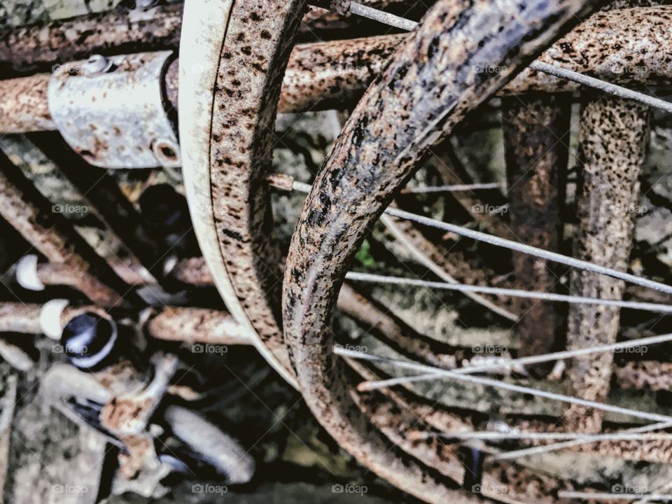 Rusty abandoned wheelchair 