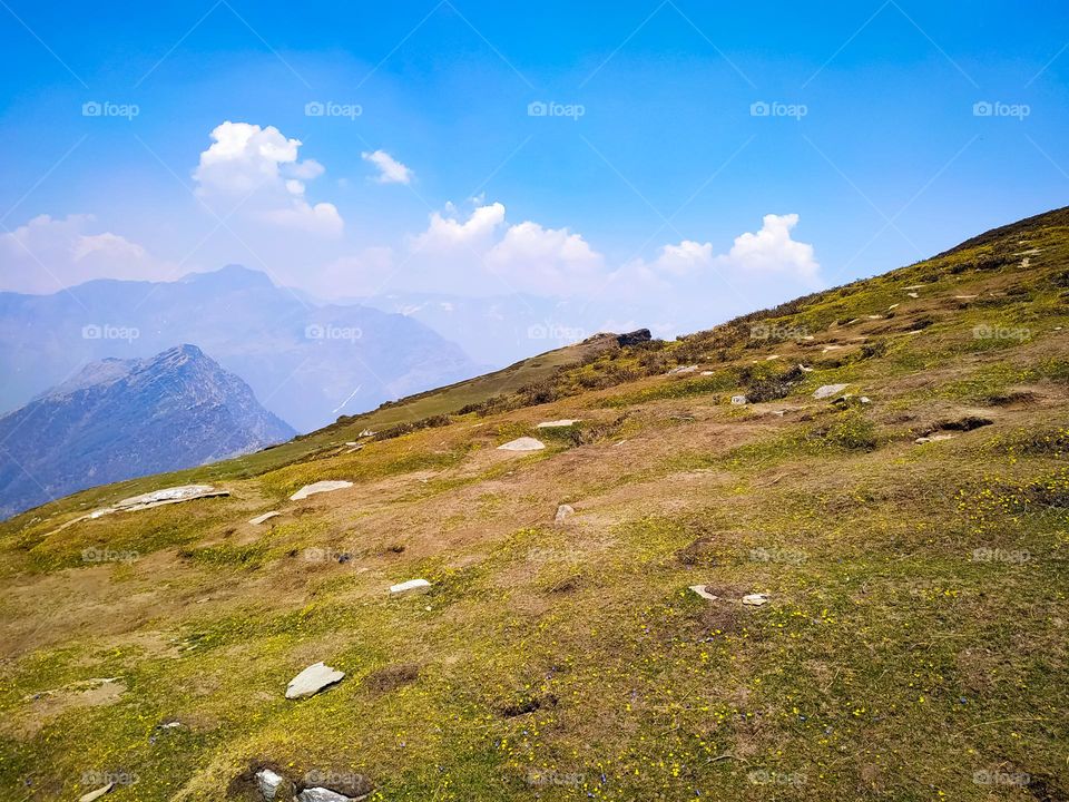 A amazing view of meadow in the mountains