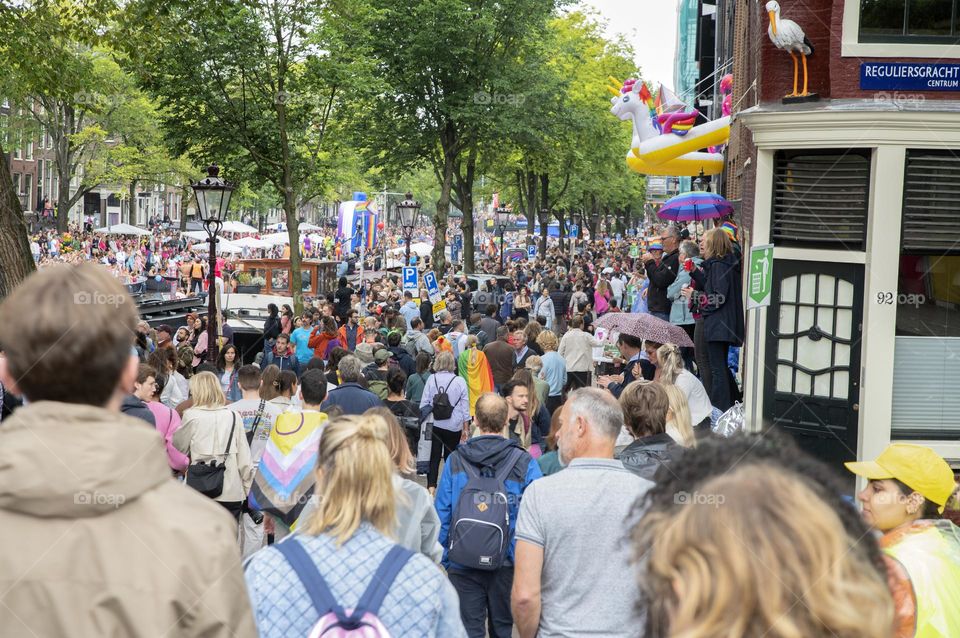Crowds Walking At The Gaypride At Amsterdam The Netherlands 5-8-2023