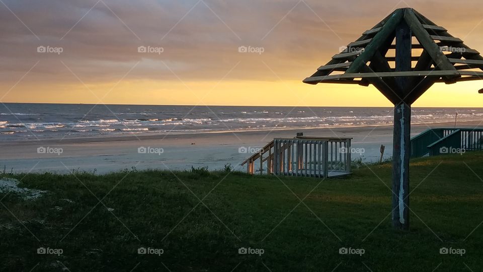Sunset at the beach near Galveston, TX