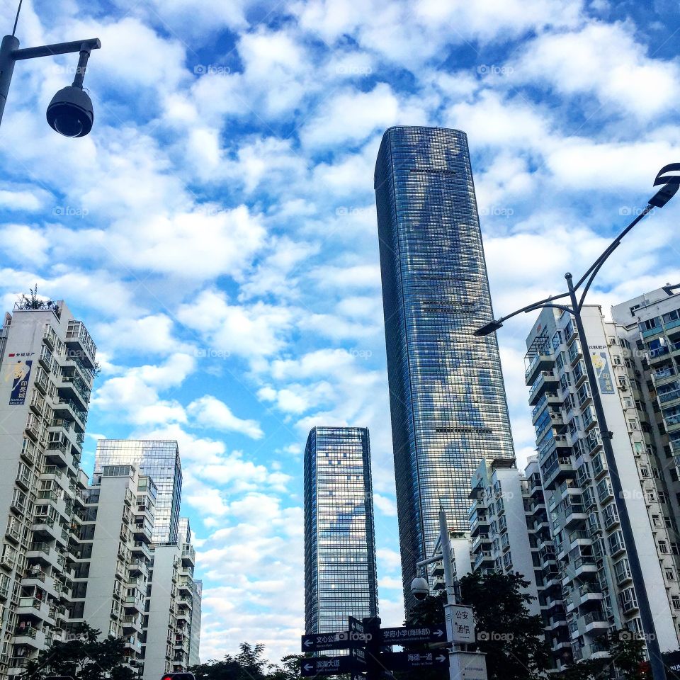 Clouds with modern architecture in the city