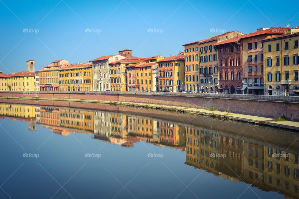 Buildings along Arno River, Pisa, Italy