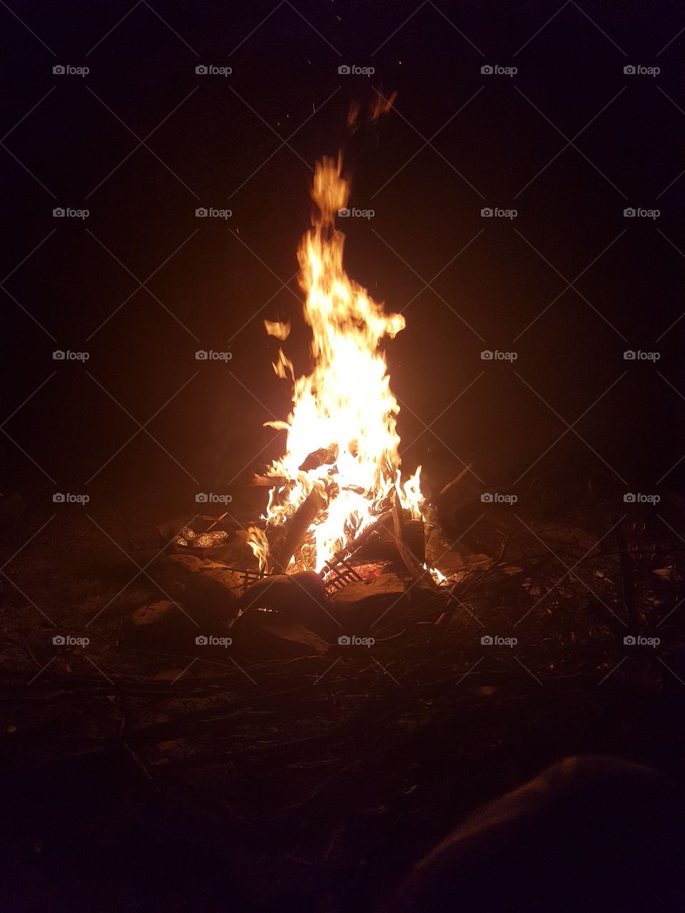 Midnight Camping Fire
