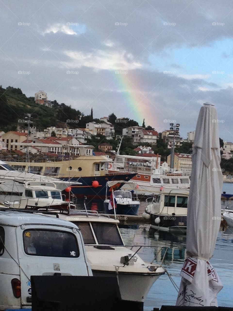 view on the harbor and rainbow
